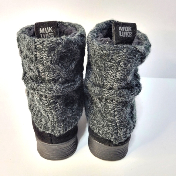 Muk Luk black suede cable knit sweater boot - Picture 3 of 6